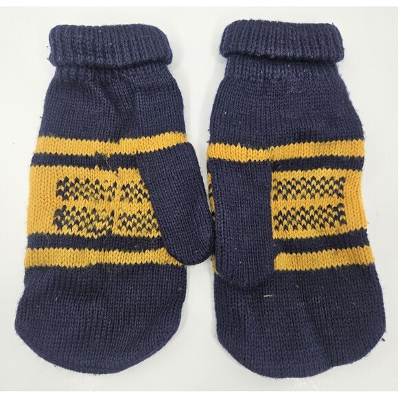 Vintage Notre Dame Fighting Irish Knit Football Blue Mittens Gloves Blue - Picture 2 of 4